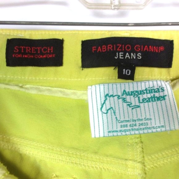 Fabrizio Gianni Jeans Chartreuse Cotton Twill Lightweight Wide Leg Size 10 - Picture 6 of 10